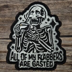 All My Flabers Are Ghasted Horror Goth Skeleton Halloween Iron on Patch